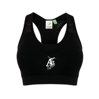 Brassière de sport noire avec logo Abbeville Gym blanc sur le devant