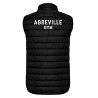 Doudoune matelassée noire sans manches avec inscription Abbeville Gym blanche au dos