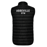 Doudoune matelassée noire sans manches avec inscription Abbeville Gym blanche au dos