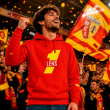 Sweat à capuche vintage RC Lens rouge porté