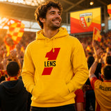 Sweat à capuche vintage RC Lens jaune porté