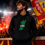 Sweat à capuche vintage RC Lens noir et vert porté