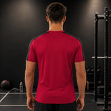T-shirt JOMA Academy III rouge et noir porté vue de dos